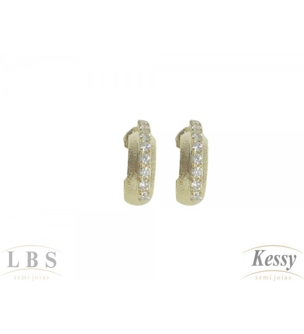 Argola LBS & Kessy Folheado Com Pedras - 1,5cm