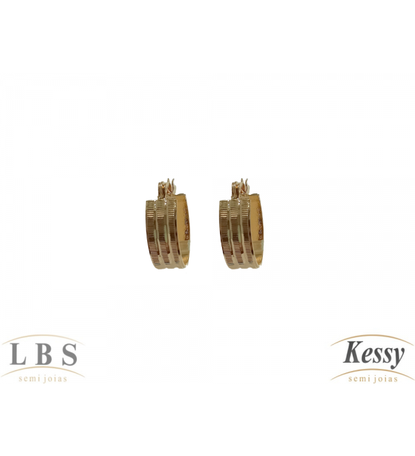 Argola LBS & Kessy Folheado Clássica Trabalhada - 1,8cm