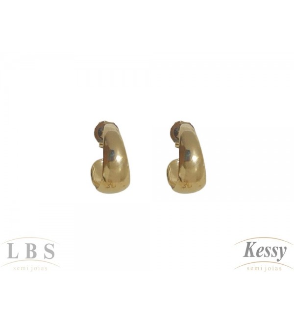  Argola LBS & Kessy Folheado Redonda - 1,3cm  