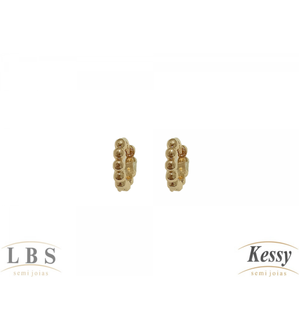 Argola LBS & Kessy Folheado Bolinhas - 1cm