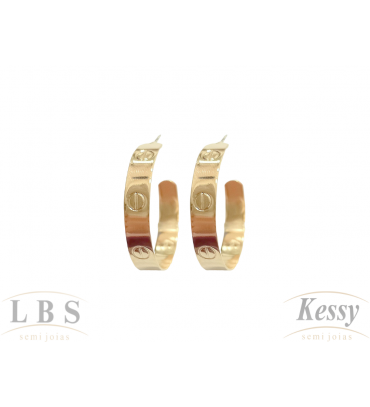  Argola LBS & Kessy Folheado - 3,5cm 