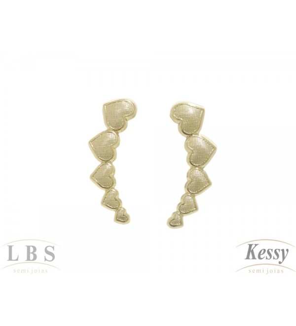 Brinco Ear Cuff LBS & Kessy Folheado Coração - 3cm