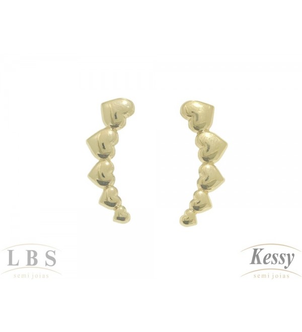 Brinco Ear Cuff LBS & Kessy Folheado Coração - 3cm 