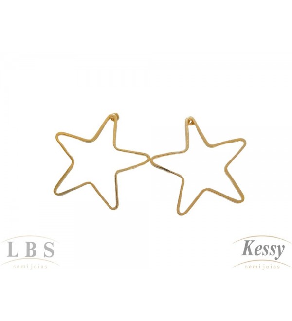 Brinco LBS & Kessy Folheado Estrela - 2,5cm