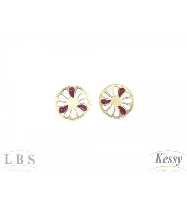 Brinco LBS & Kessy Folheado Flor - 1,5cm