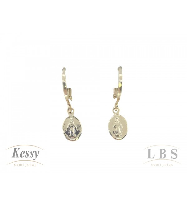 Argola LBS & Kessy Folheado Pendente Maria - 2cm