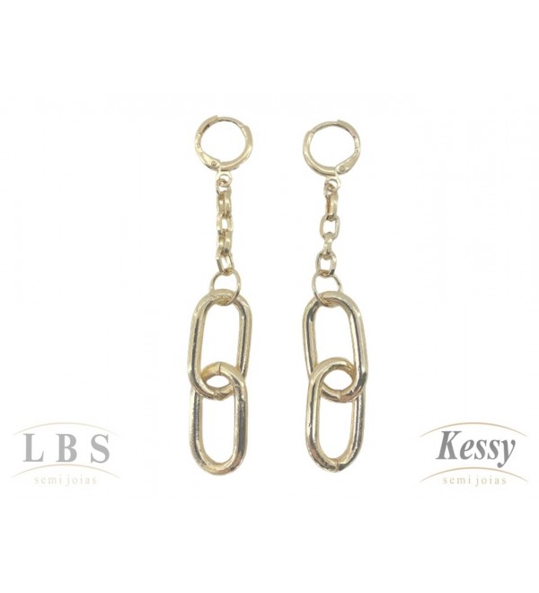 Argola LBS & Kessy Folheado Corrente - 7,3cm