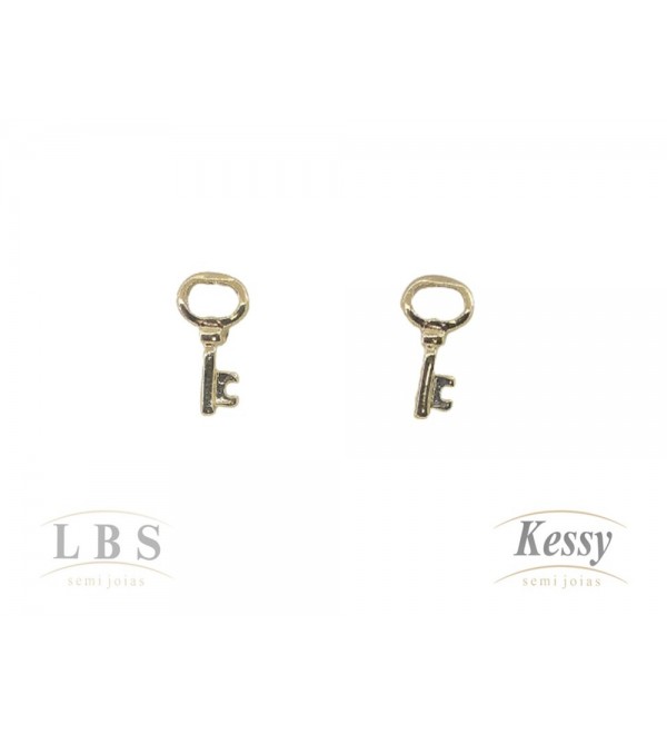 Brinco LBS & Kessy Folheado Chave - 1cm