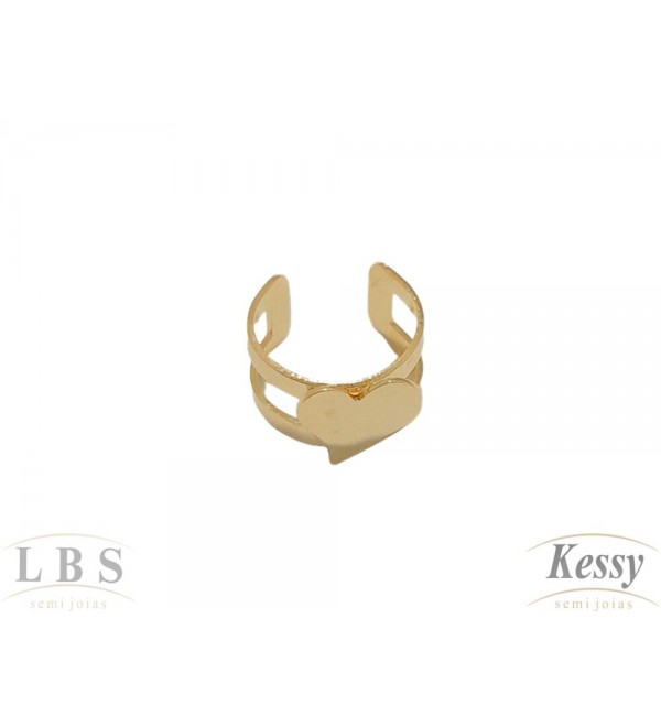 Argola Fake LBS & Kessy Folheado Coração - 1,5cm 