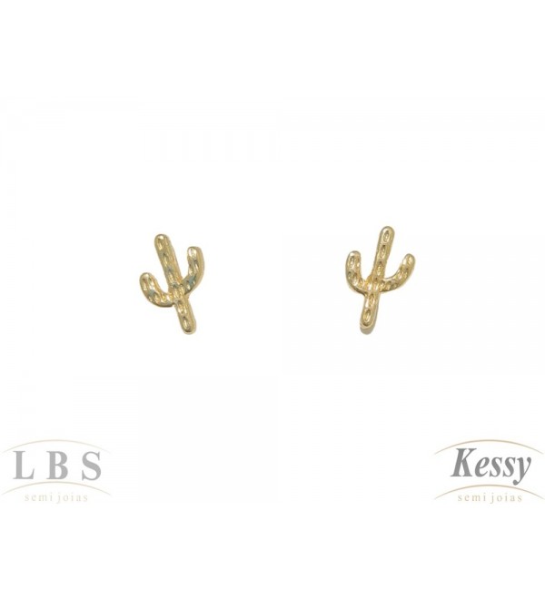 Brinco LBS  & Kessy Folheado Cacto - 1cm