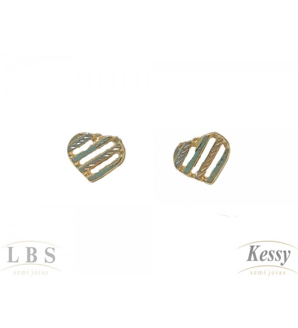 Brinco LBS  & Kessy Folheado Coração - 1cm