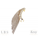 Brinco Ear Cuff LBS & Kessy Folheado Pedras Pretas - 6cm 