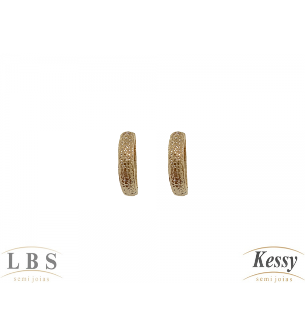 Argola LBS & Kessy Folheado Trabalhada + Fosca - 1,5cm