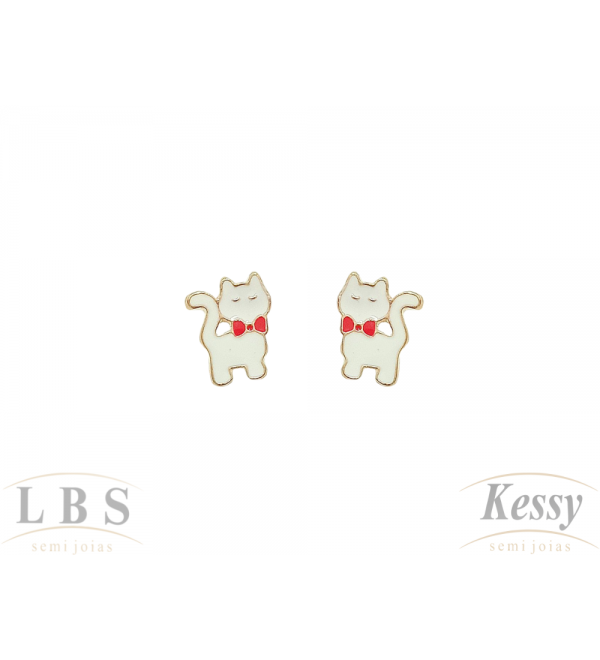 Brinco LBS & Kessy Folheado Gatinho - 1cm