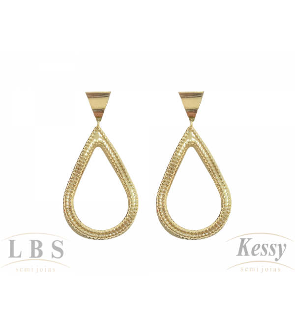 Brinco LBS & Kessy Folheado Pendente - 6cm 