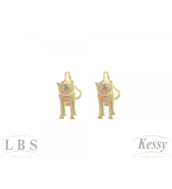  Argola LBS & Kessy Folheado Onça Juma - 3cm 