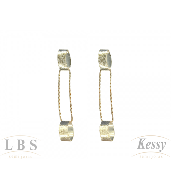 Brinco LBS & Kessy Folheado Pendente - 5,5cm