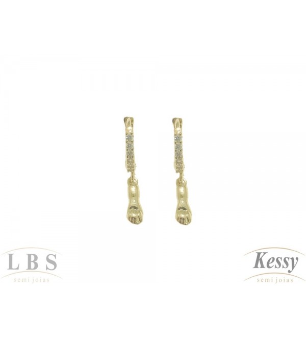 Argola LBS & Kessy Folheado Com Pedras + Figa - 2,5cm