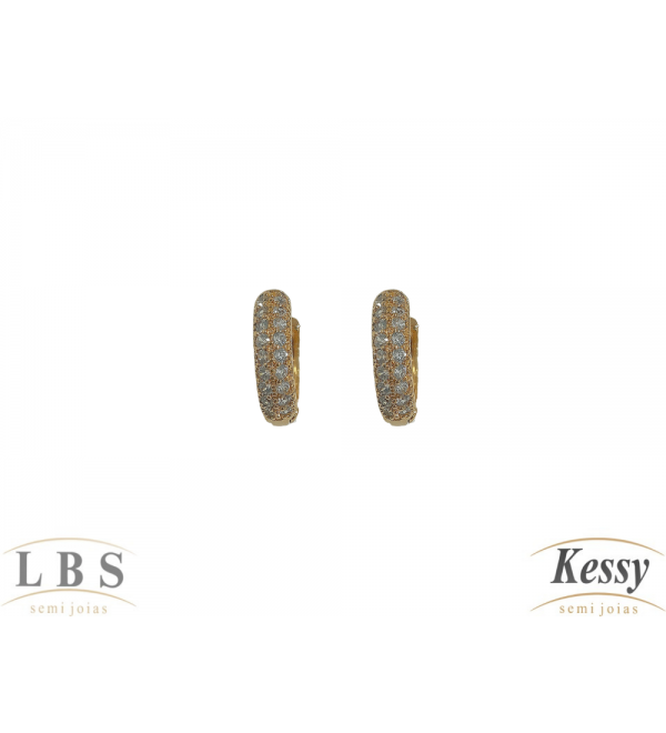  Argola LBS & Kessy Folheado Com Pedras - 1,5cm  
