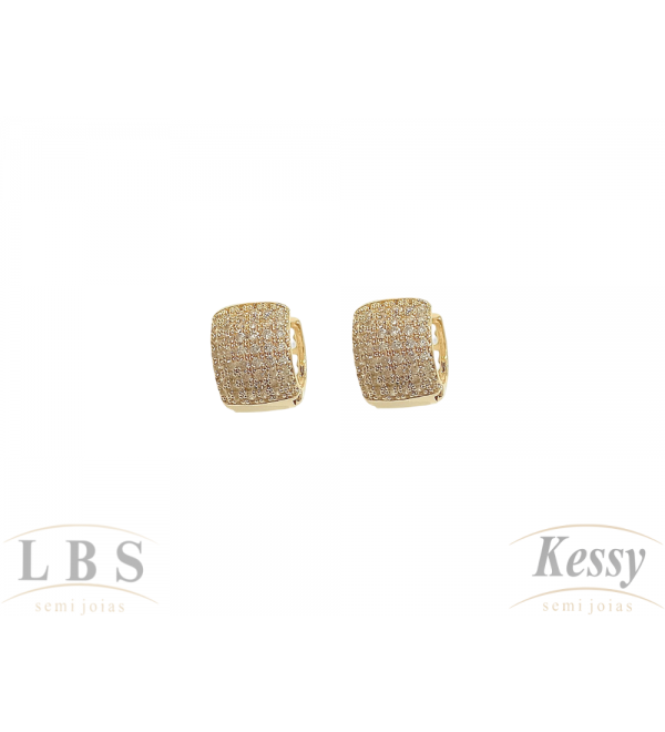 Argola LBS & Kessy Folheado Com Pedra - 1cm 