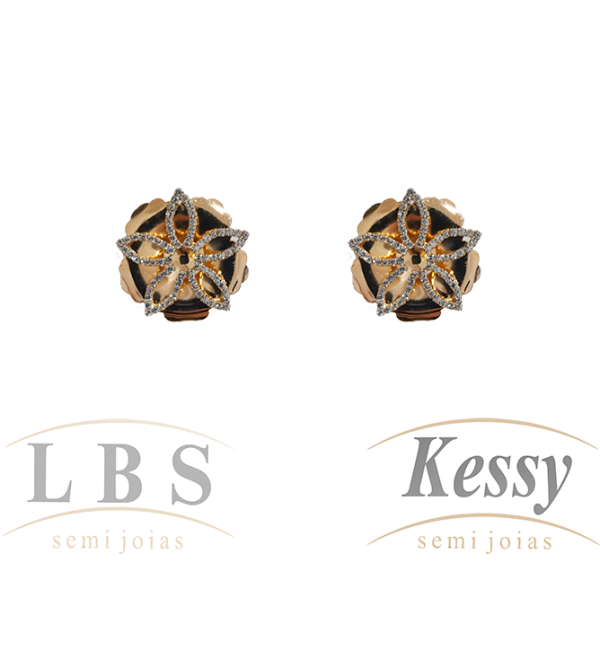 Brinco LBS & Kessy Folheado Estrela com Pedras