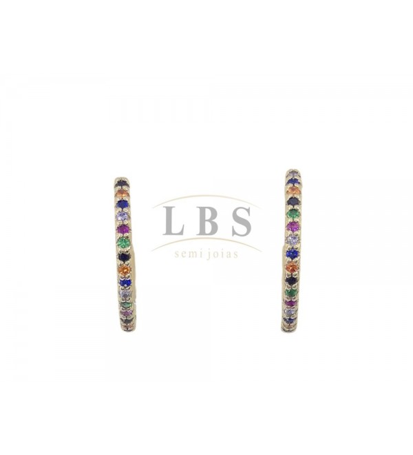 Argola LBS & Kessy Folheado Com Pedras - 1,5cm