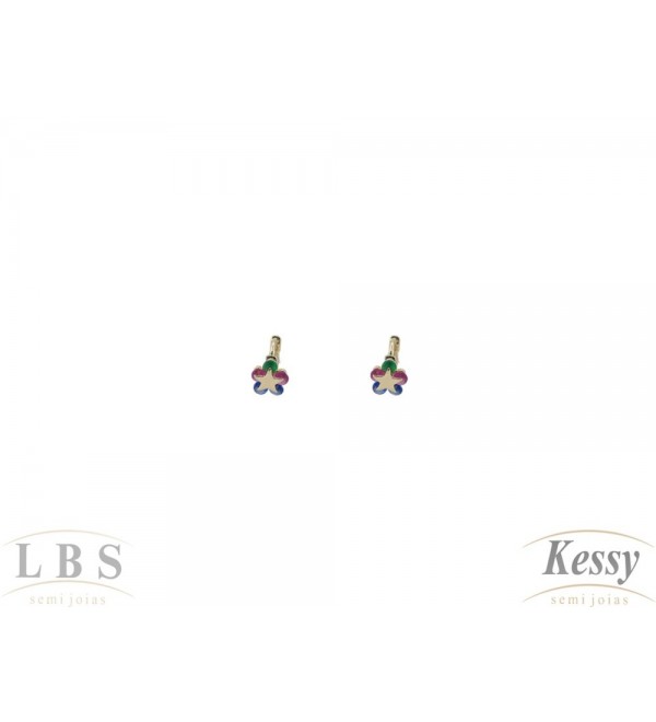 Argola LBS & Kessy Folheado Flor - 0,8cm