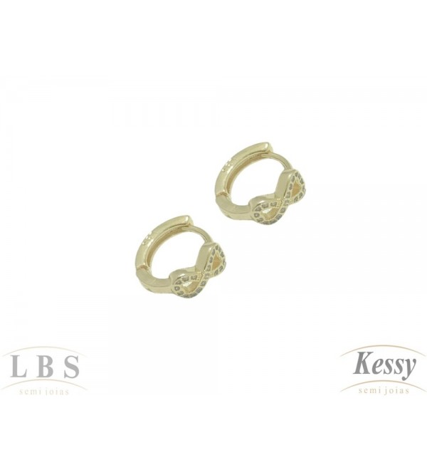 Argola LBS & Kessy Folheado Infinito Com Pedras - 1,2cm