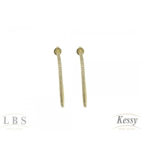  Argola LBS & Kessy Folheado Com Pedras - 3cm