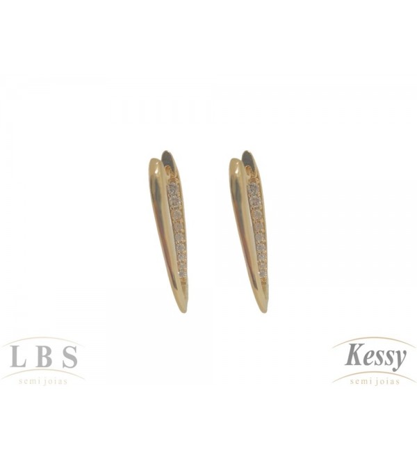  Argola LBS & Kessy Folheado Com Pedras - 3cm