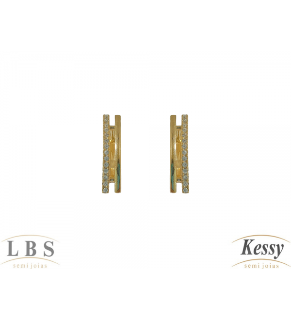  Argola LBS & Kessy Folheado Com Pedras - 2cm 