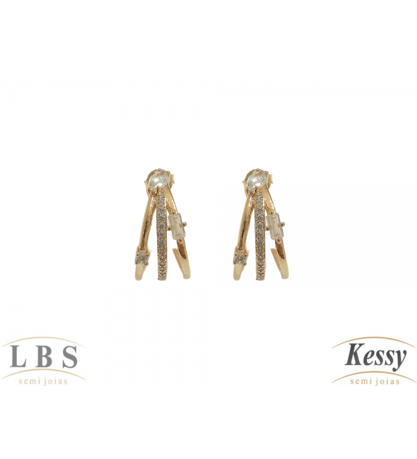 Argola LBS & Kessy Folheado Com Pedras - 2cm  