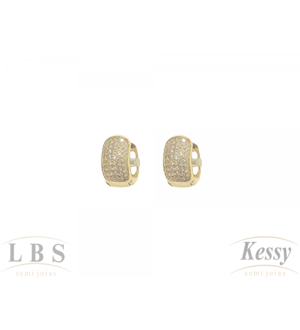  Argola LBS & Kessy Folheado Com Pedras - 1cm 