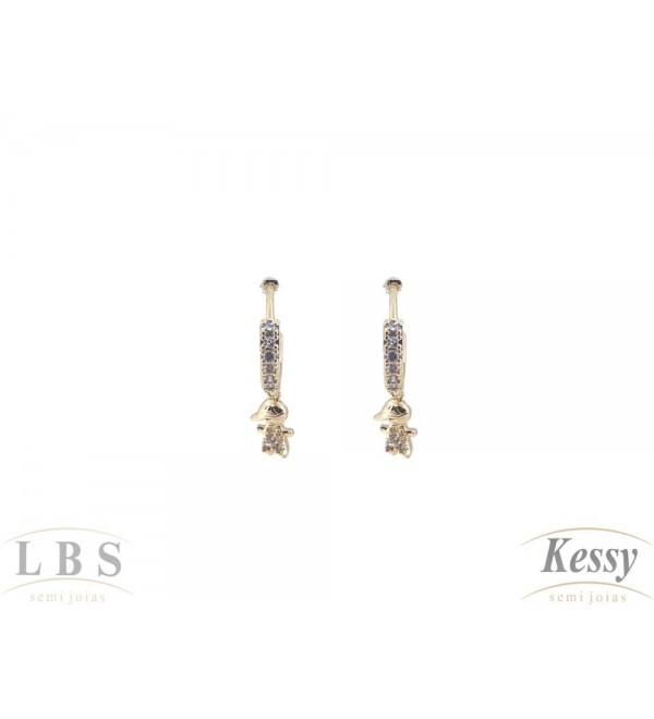 Argola LBS & Kessy Folheado Com Pedras + Menino - 2,5cm