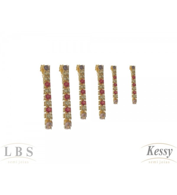 Trio LBS & Kessy Folheado Fios Com Pedras