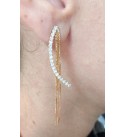 Brinco Ear Cuff LBS & Kessy Folheado Pedra + Fios - 6,5cm  