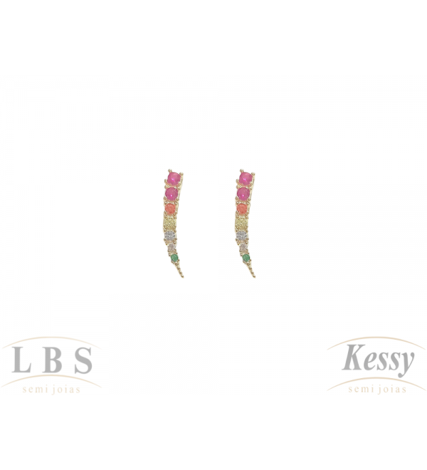 Brinco Ear Cuff LBS & Kessy Folheado Pedra - 2cm   