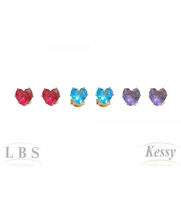Trio LBS & Kessy Folheado Coração + Pedra