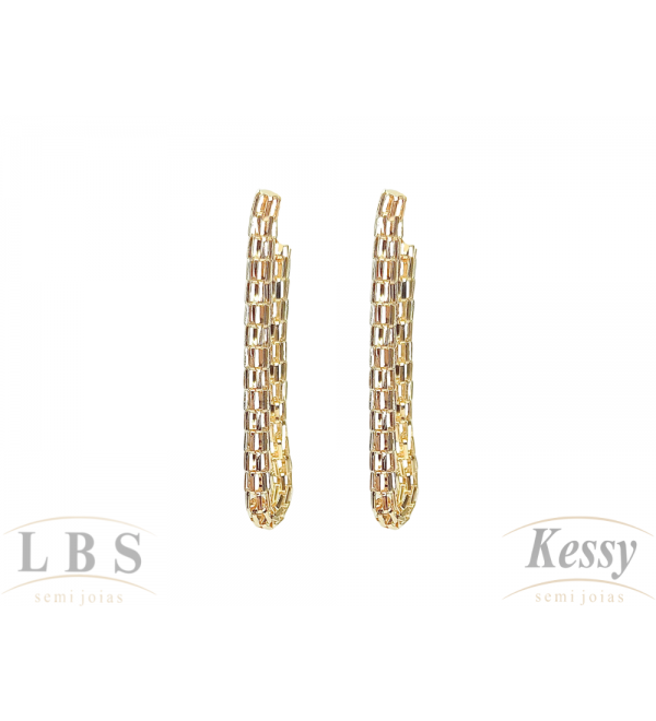 Brinco LBS & Kessy Folheado Pendente - 4,5cm 