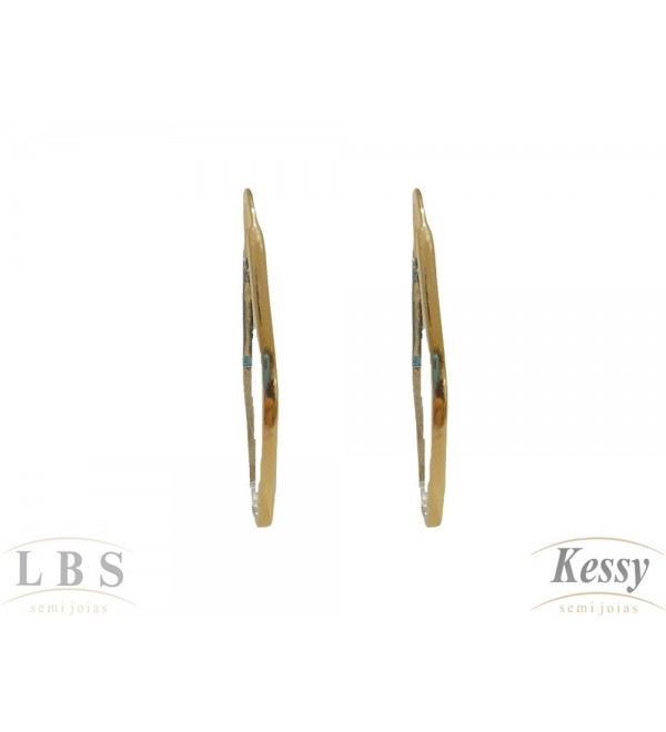 Argola LBS & Kessy Folheado Losango - 3cm 