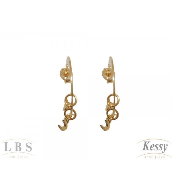 Argola LBS & Kessy Folheado Com Luas - 2,5cm