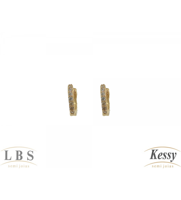 Argola LBS & Kessy Folheado Com Pedras - 1cm 