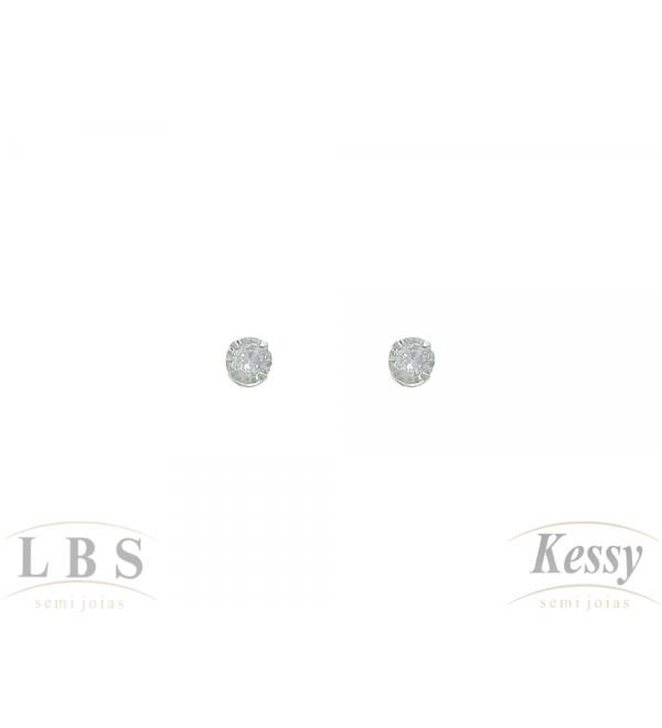 Brinco LBS & Kessy Prata Com Pedra - 0,5cm 