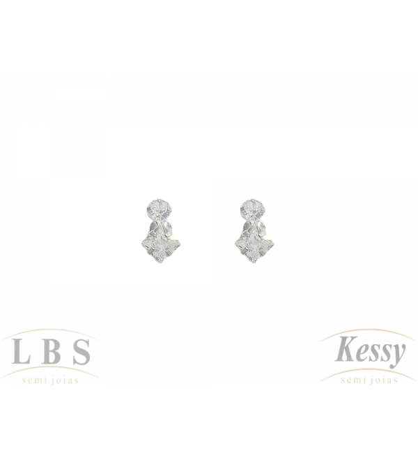 Brinco LBS & Kessy Prata Com Pedra - 1cm