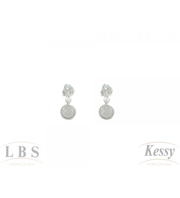 Brinco LBS & Kessy Prata Com Pedra - 1cm 