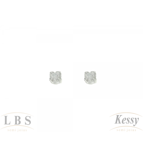 Brinco LBS & Kessy Prata Coração Com Pedra 