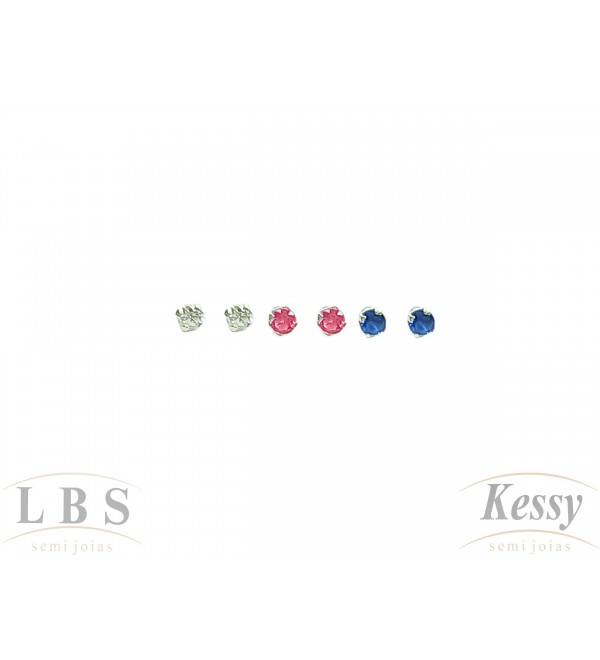Trio LBS & Kessy Prata Ponto de Luz + Vermelho + Branco + Preto