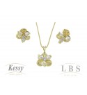 Conjunto LBS & Kessy Folheado Flor + Pérola + Pedra