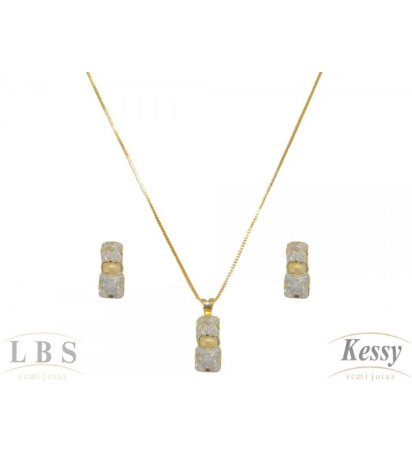 Conjunto LBS & Kessy Folheado Com Pedra