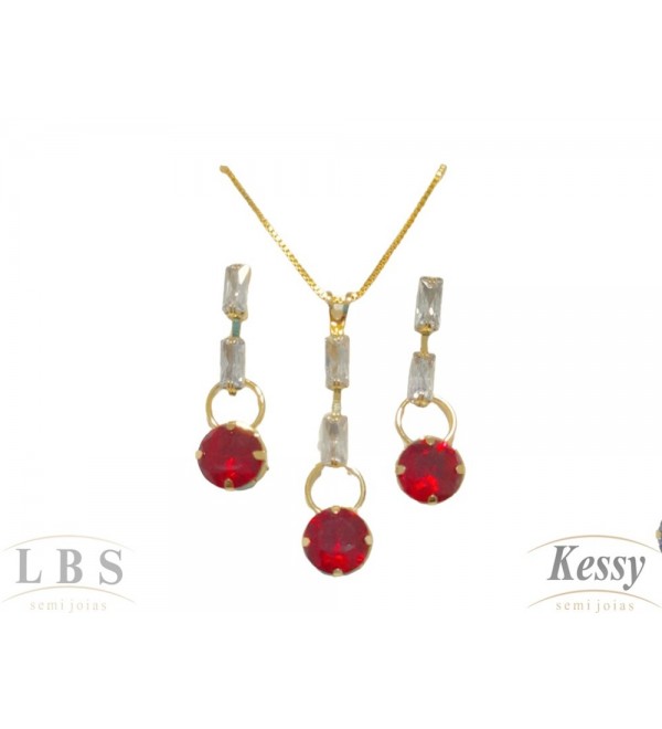 Conjunto LBS & Kessy Folheado Com Pedras